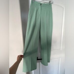 Bershka high rise wide leg tailored pants in light blue, size 4 new with tags